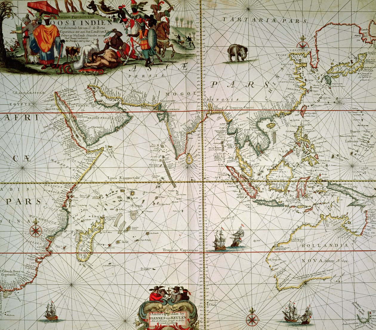 Map of Africa, India, Indian Ocean and East Indies by Johannes van Keulen