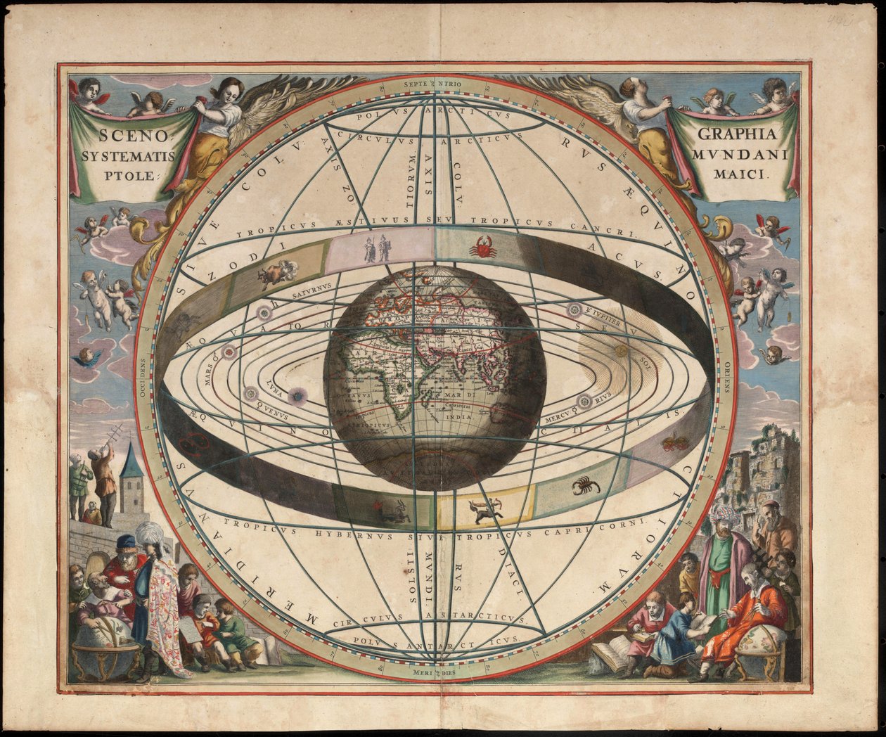 Scenography of the Ptolemaic Cosmography from Andreas Cellarius Harmonia Macrocosmica by Johannes van Loon