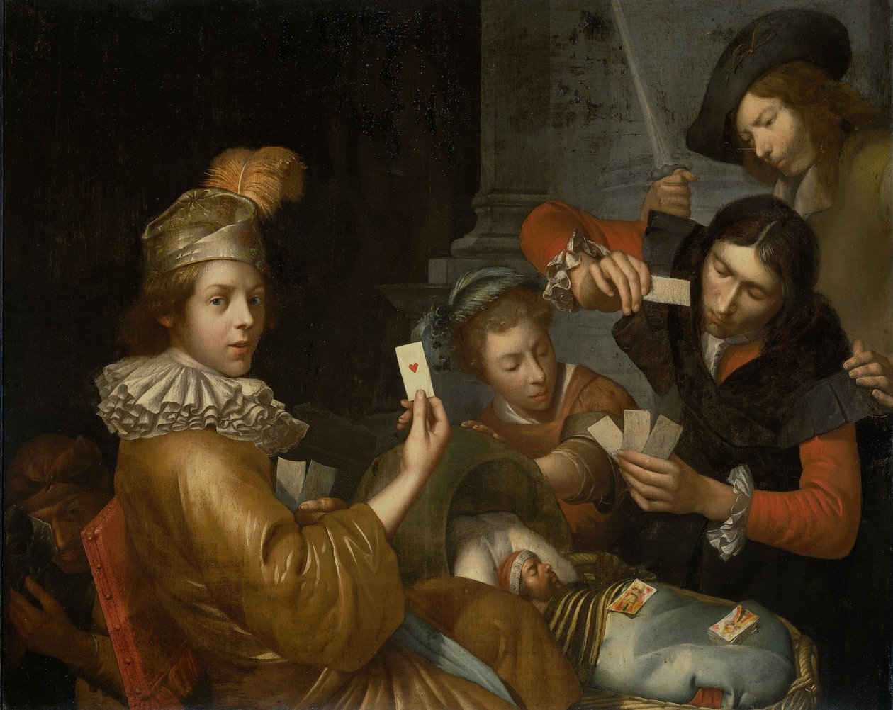 The Card Game on the Cradle: Allegory by Johannes van Wijckersloot