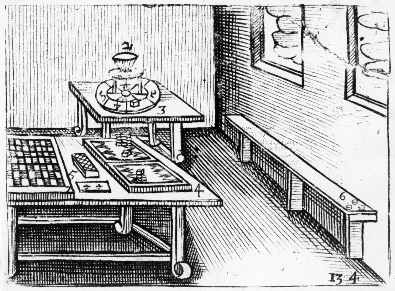Board games from Orbis Sensualium Pictus, 1658 by John Amos Comenius