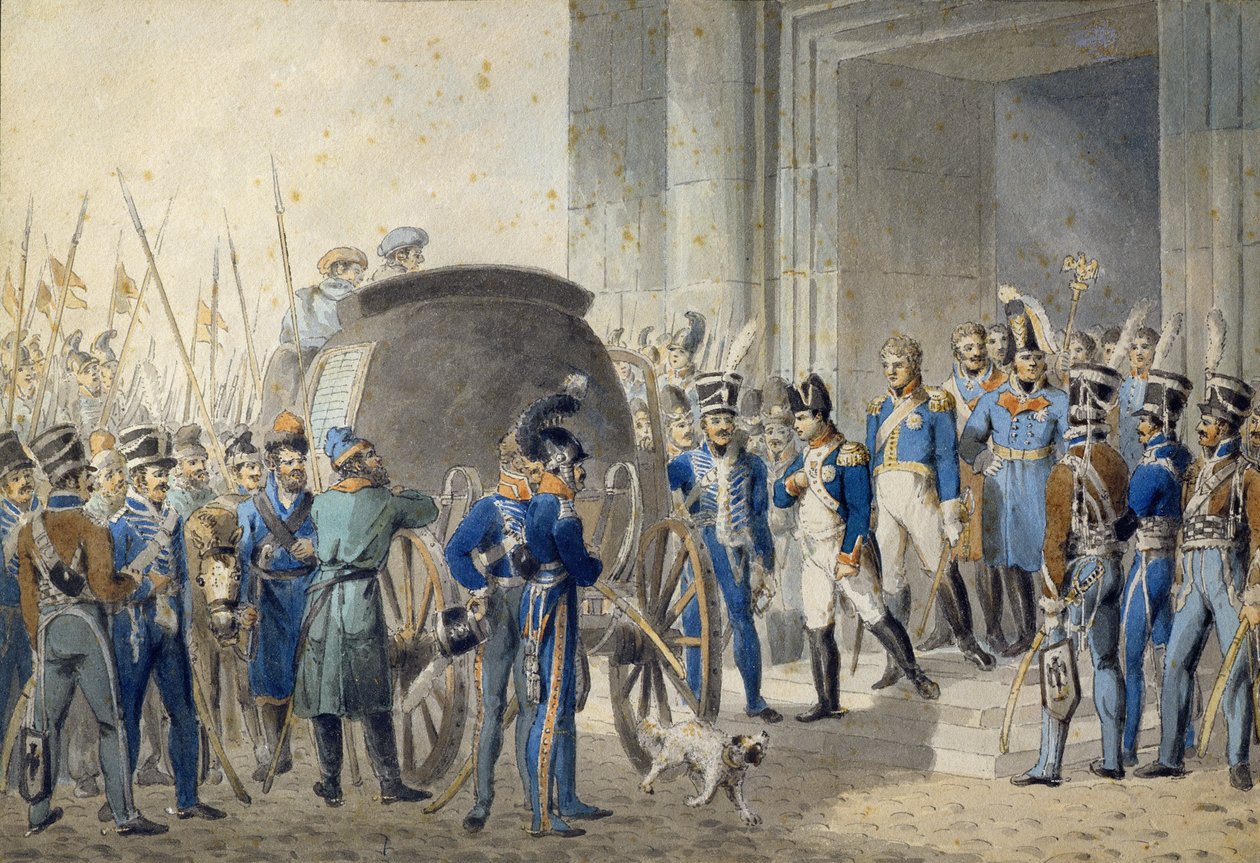 Departure of Napoleon for Elba by John Augustus Atkinson