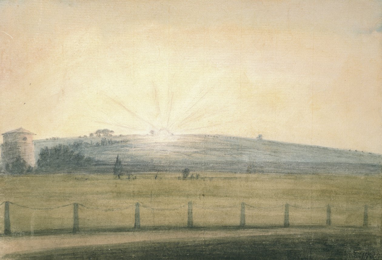 Sun Setting seen from the Observatory at Oxford, 20 December 1784 by John Baptist Malchair