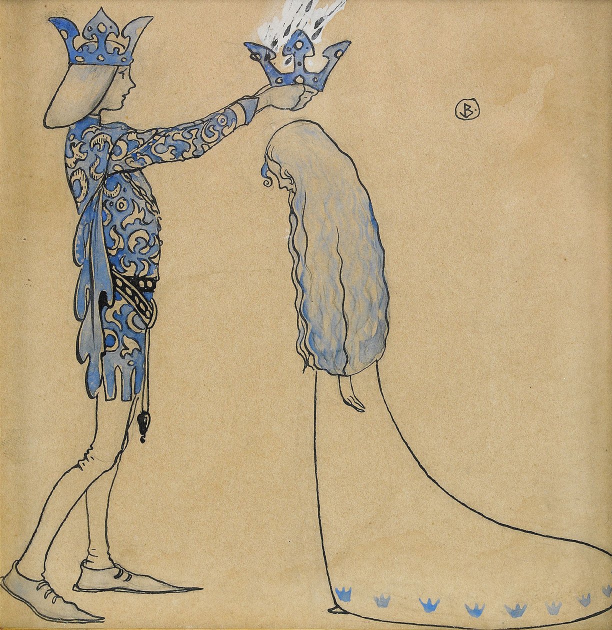 Then the Prince Placed a Crown of Gold on Her Head by John Bauer