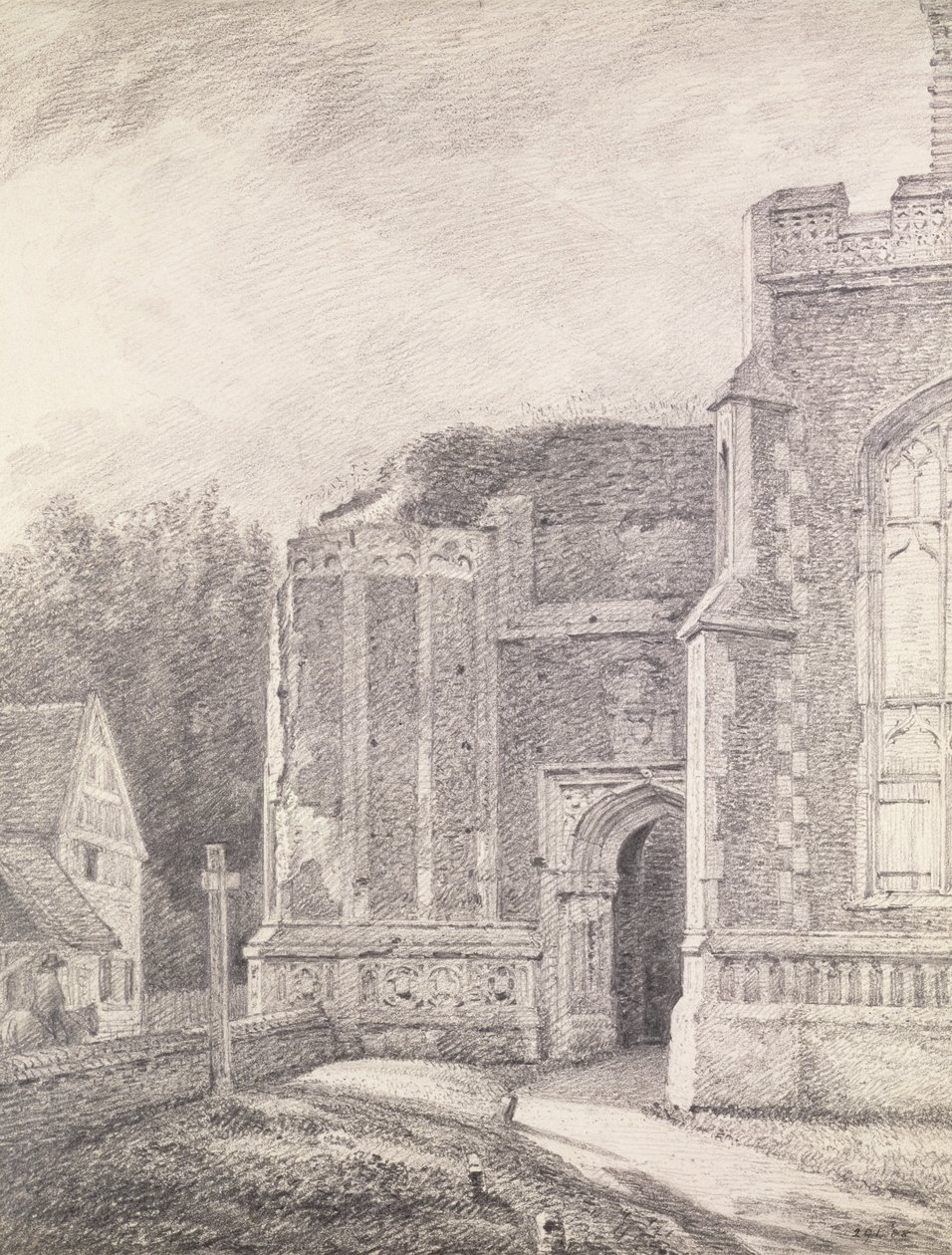 South Archway of the ruined tower of East Bergholt Church by John Constable
