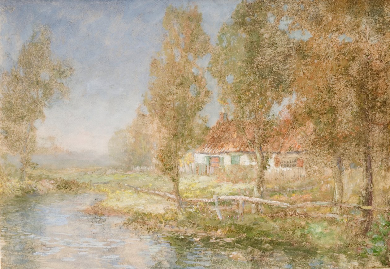 Cottage and Stream by John Falconar Slater