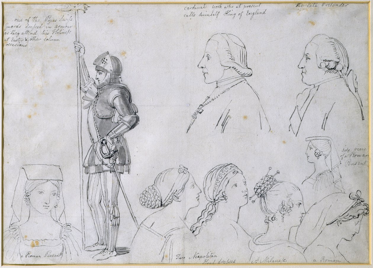 Character Sketches in Rome with Portraits of Prince Charles Edward Stuart and his brother Cardinal York by John Flaxman