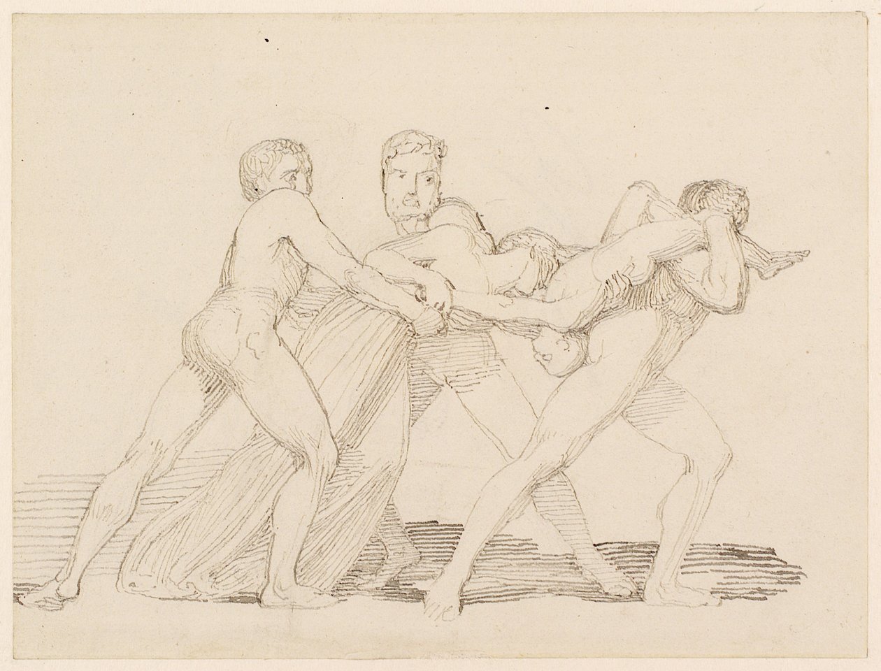 Three men attempting to tear a child from a woman by John Flaxman