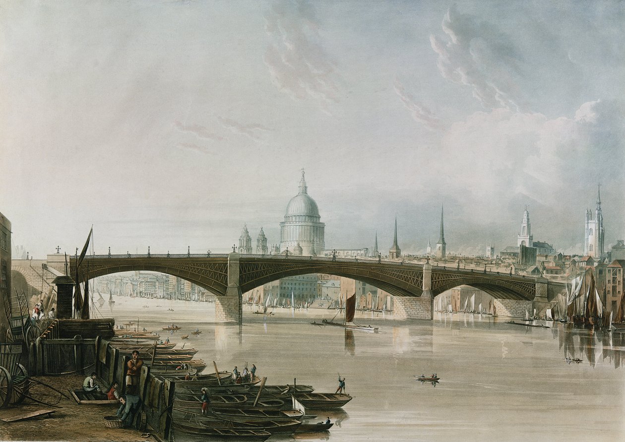 Southwark Iron Bridge, as seen from Bankside by John Gendall