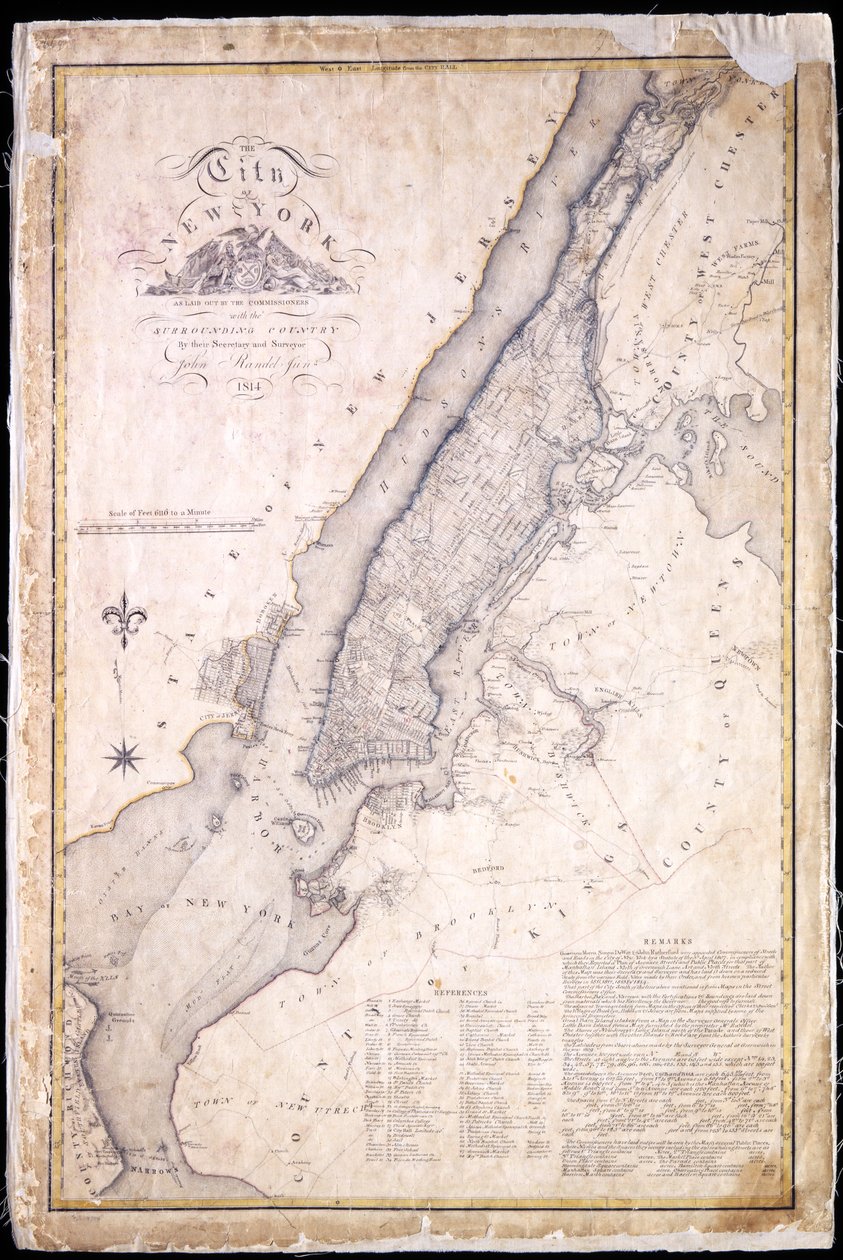 The City of New York, as Laid Out by the Commissioners with the Surrounding Country, by Their Secretary and Surveyor John Randel, Jr., 1814 by John Jr. Randel
