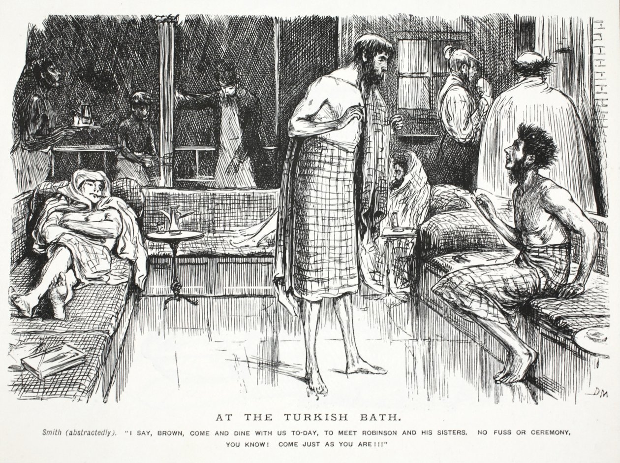 At the Turkish Bath by John Leech