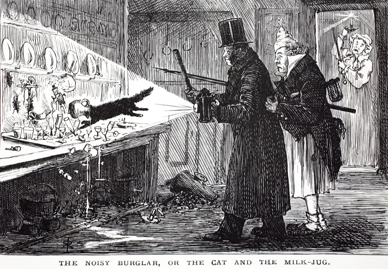 The Noisy Burglar, or the Cat and the Milk-jug by John Leech