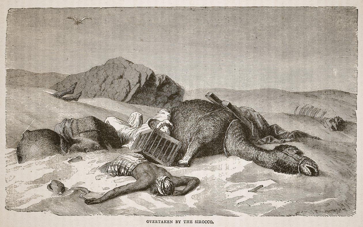 Overtaken by the Sirocco, illustration from The Pictorial Edition of the Life and Discoveries of David Livingstone by J. Ewing Richie, pub. by A. Fullarton und Co., 1876 by John Martin
