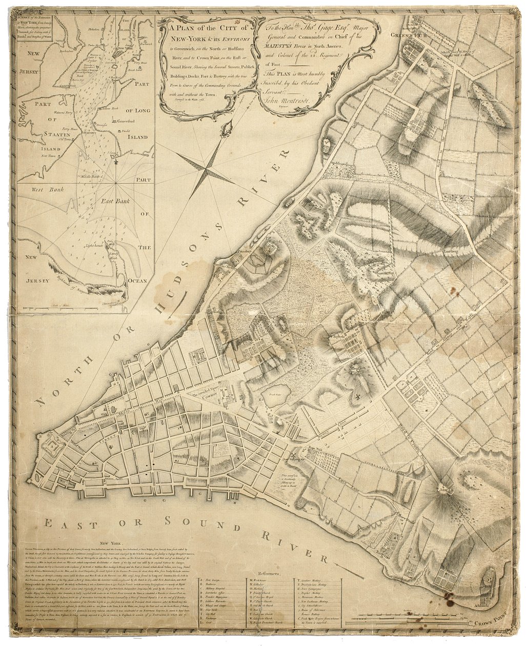 A Plan of the City of New York and Its Environs to Greenwich on the North (Hudson) River to Crown Point on the East River, Surveyed 1766, 1775 by John Montresor