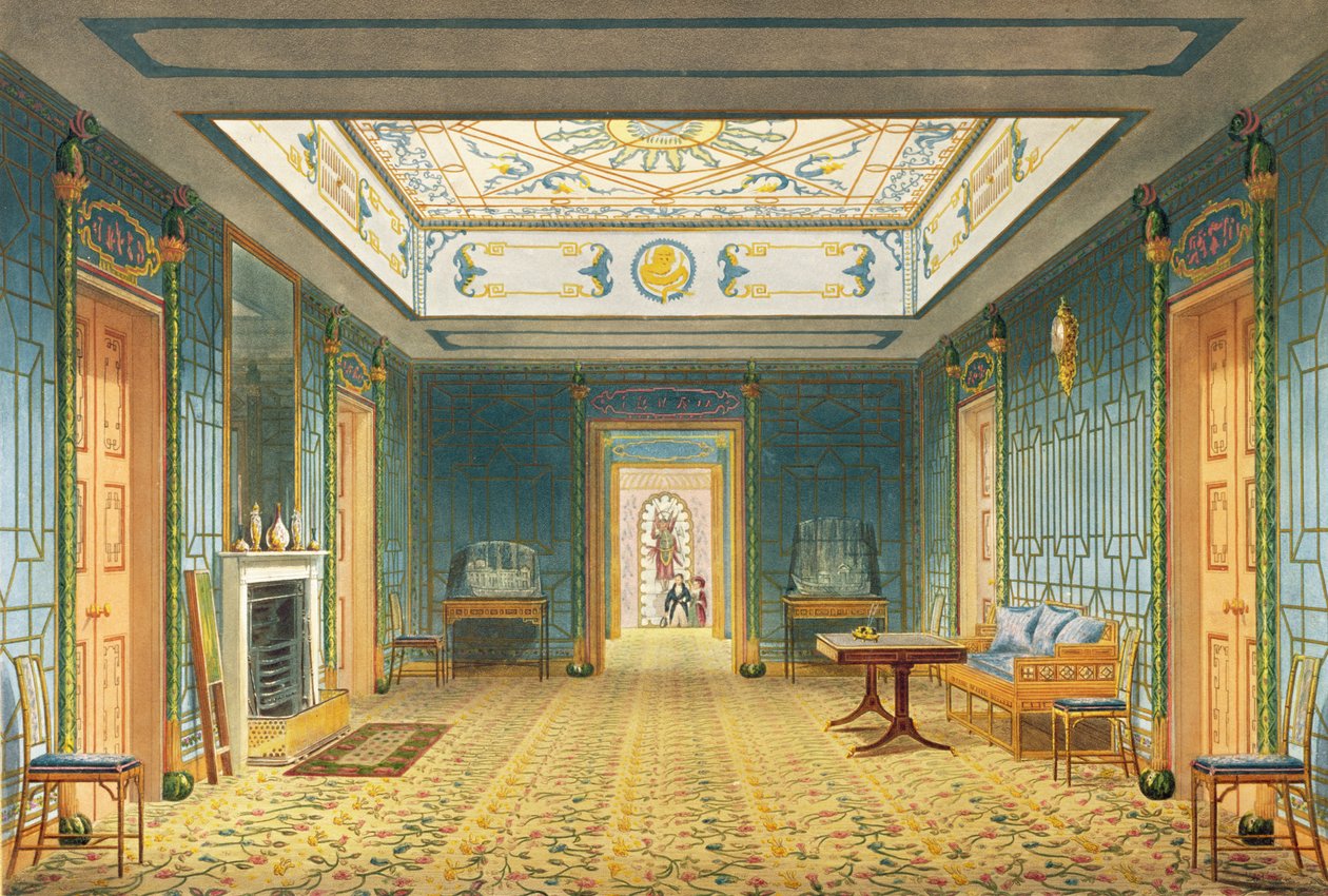 The Double Lobby or Gallery (South) above the Corridor from Views of the Royal Pavilion, Brighton by John Nash, 1826 by John Nash