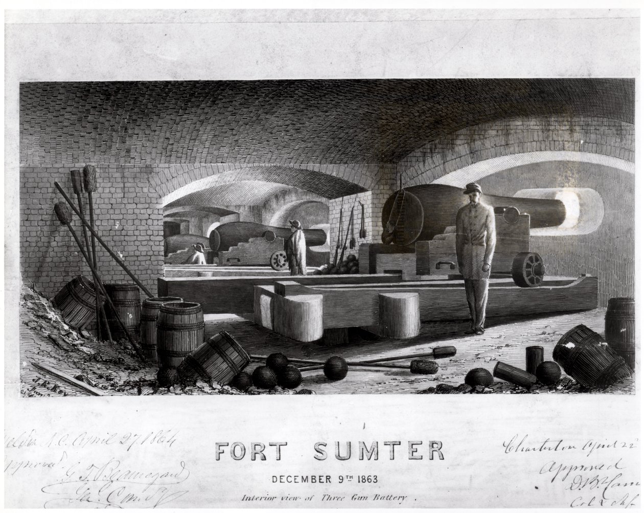 Fort Sumter, Interior View of Three Gun Battery, December 1863 by John Ross Key