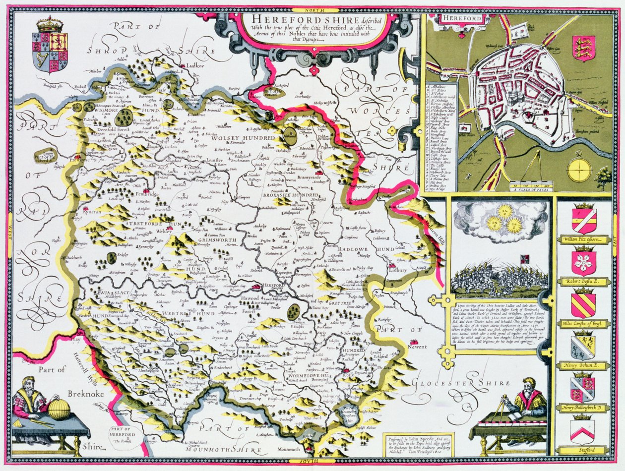 Herefordshire, engraved by Jodocus Hondius from John Speed