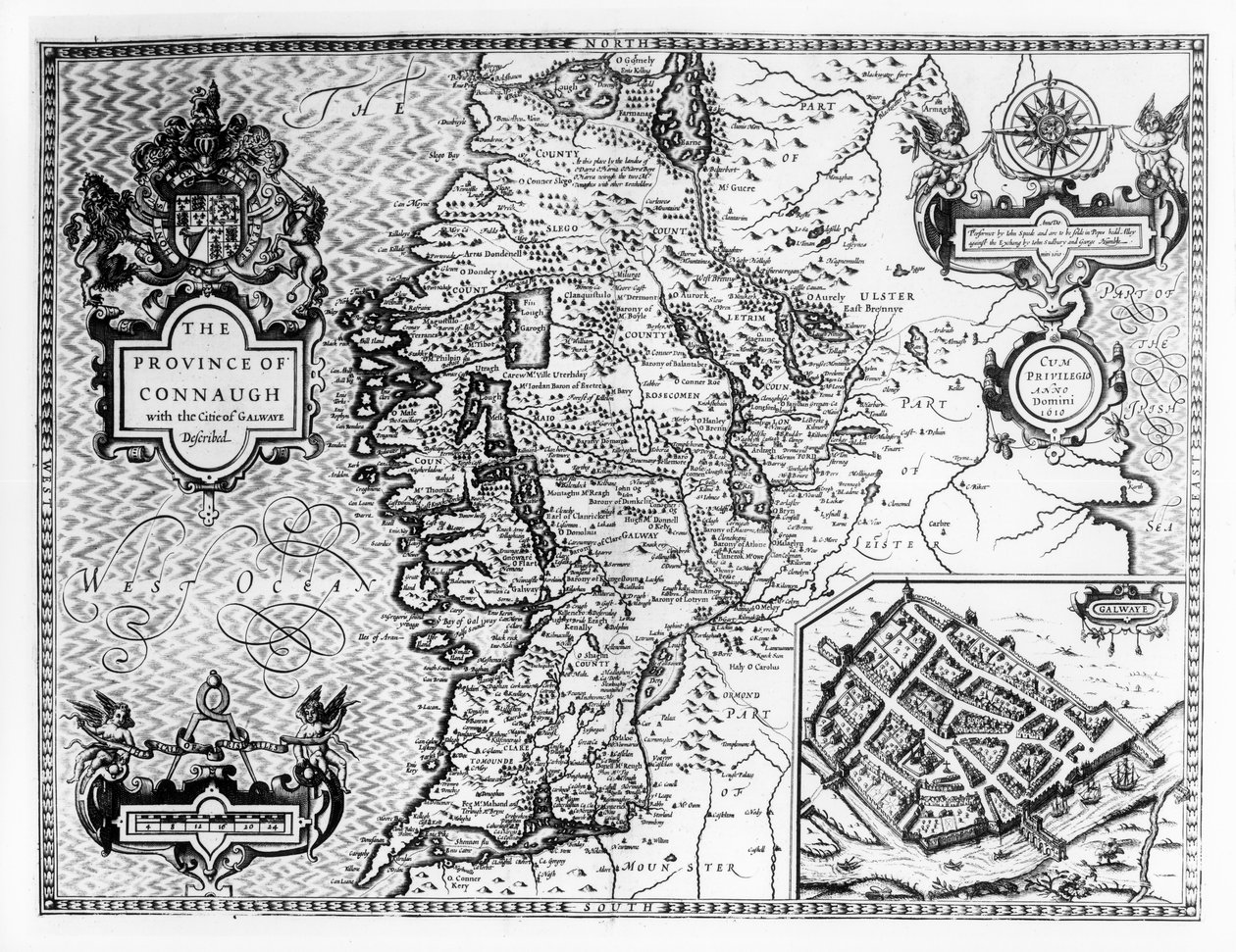 The Province of Connaught with the City of Galway Described, engraved by Jodocus Hondius, from 
