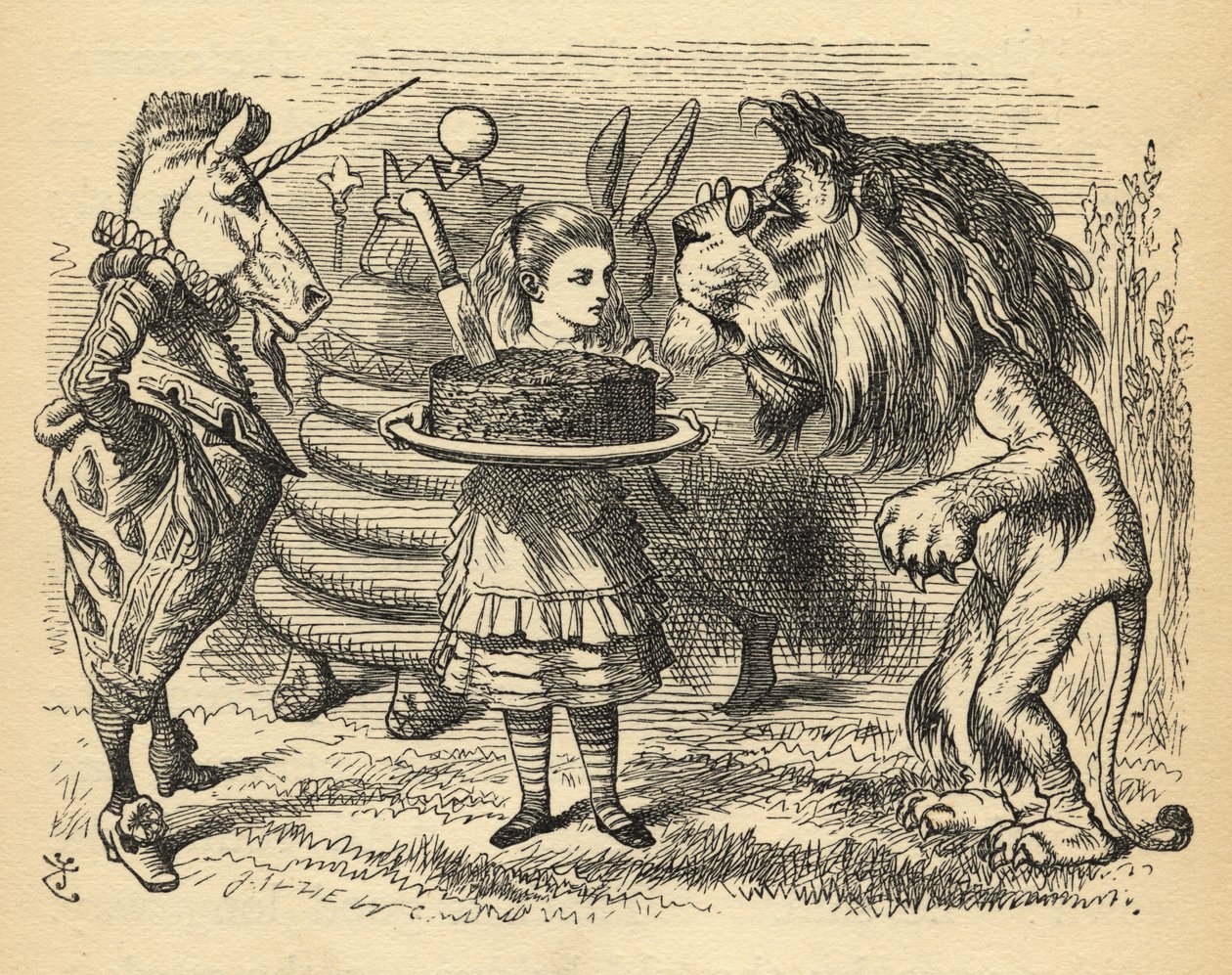 The Sharing of the Cake between the Lion and the Unicorn, Illustration from 