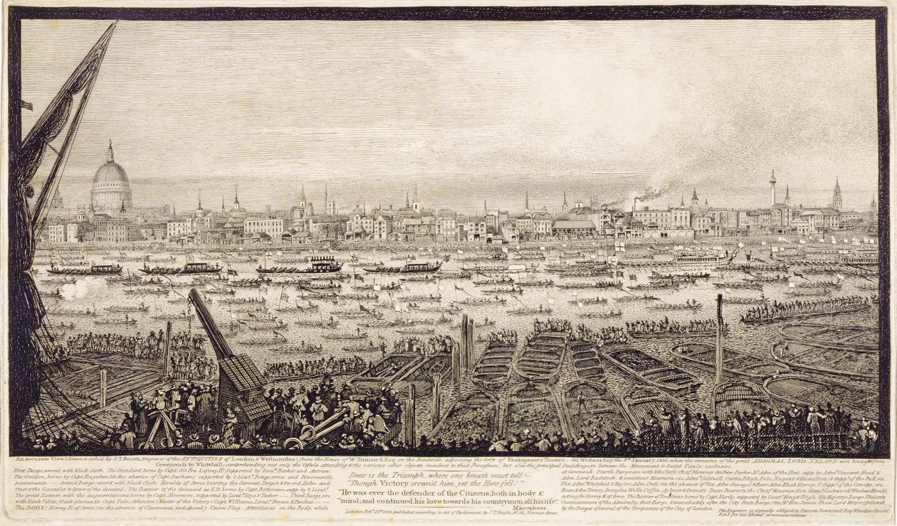 The Remains of Lord Nelson Conveyed up the Thames from Greenwich to Whitehall, 8th January 1806 by John Thomas Smith