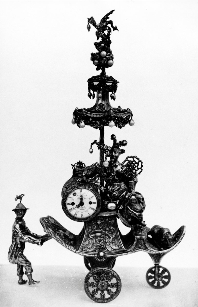 Automaton in the Form of a Chariot Pushed by a Chinese Attendant and Set with a Clock, Illustration from 