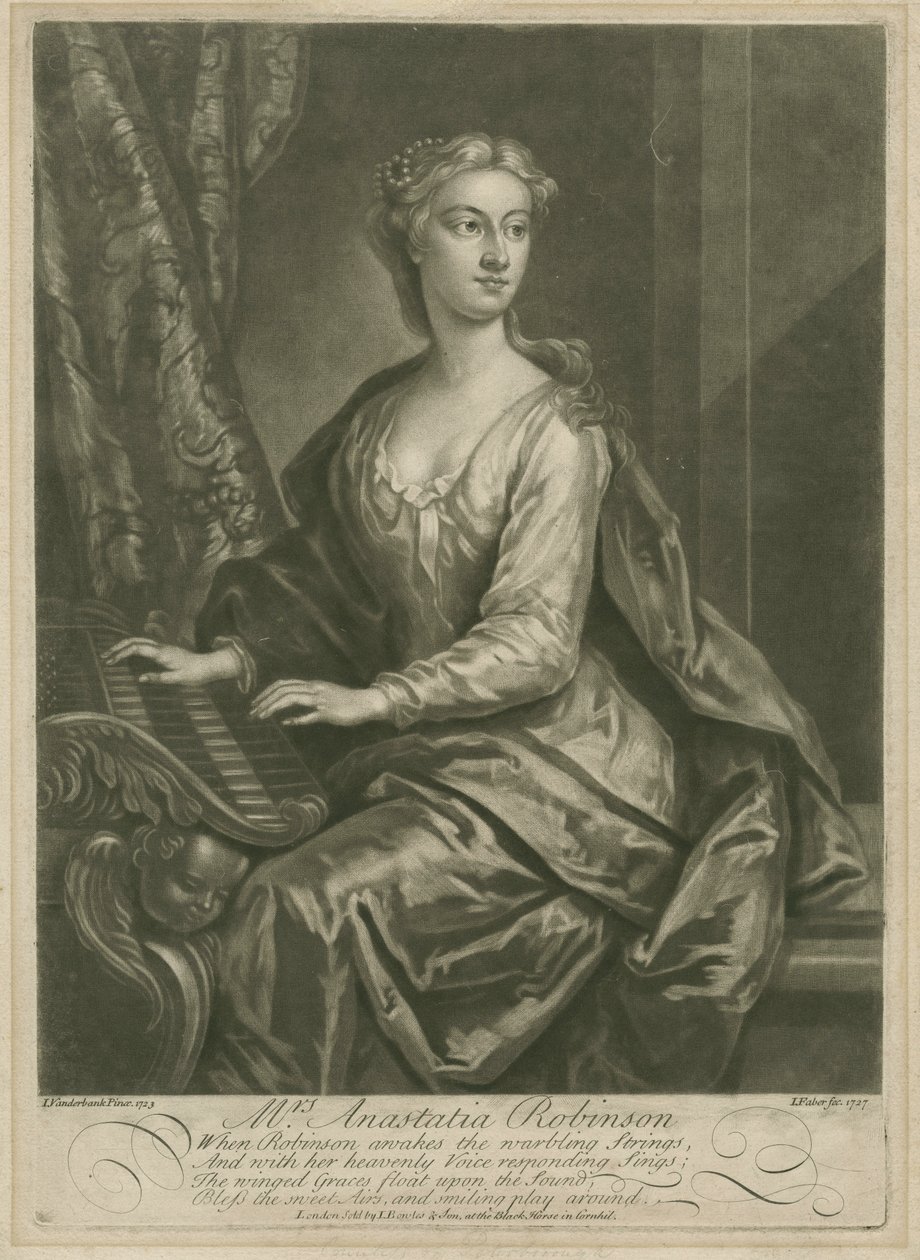 Mrs. Anastasia Robinson, engraved by John Faber the Younger, 1727 by John Vanderbank