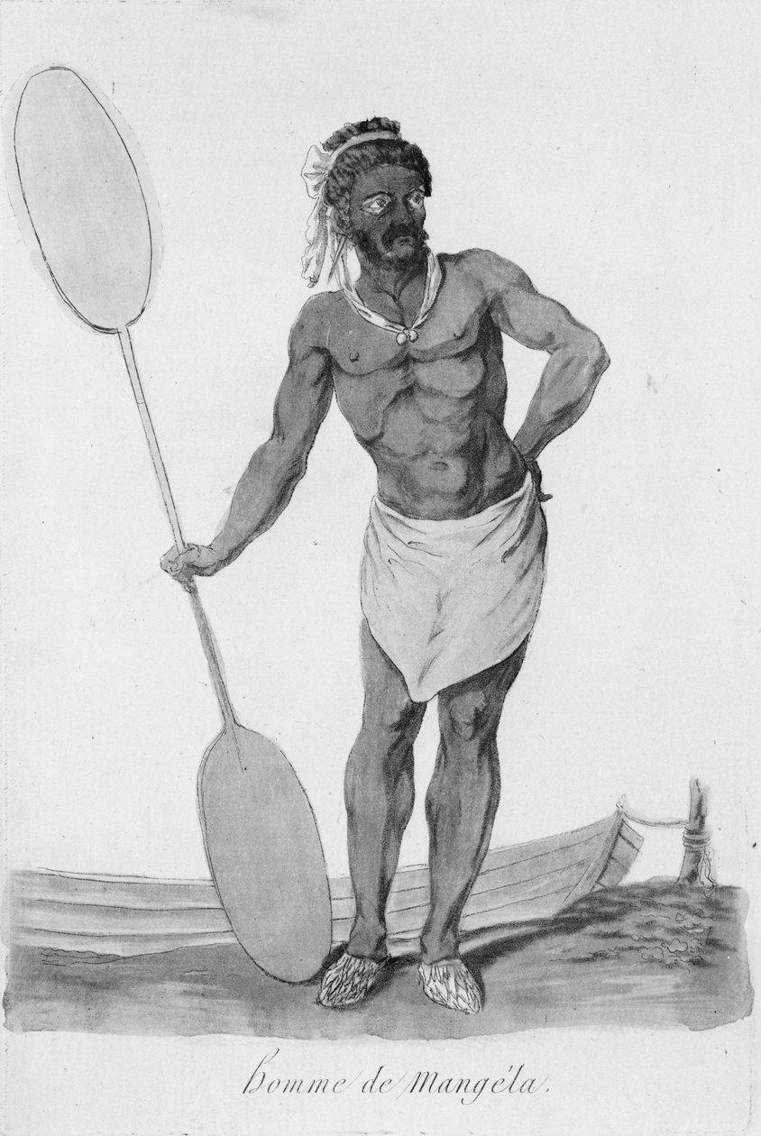 Standing Portrait of a Man of Mangaia, Cook Islands, Holding a Paddle in His Right Hand by John Webber