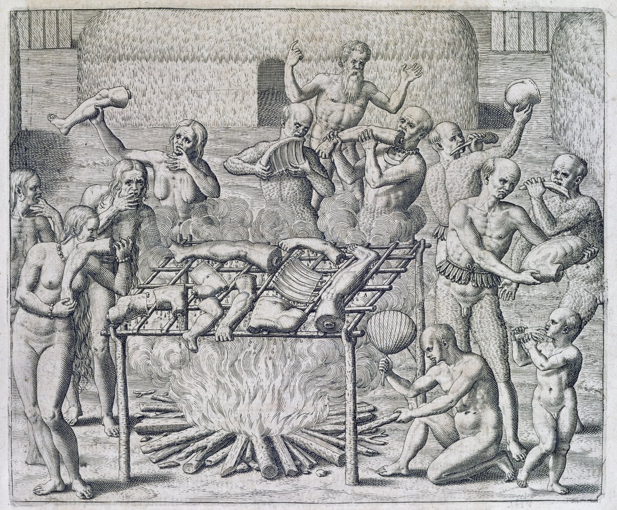 Cannibal Feast, engraved by Theodor de Bry by John White