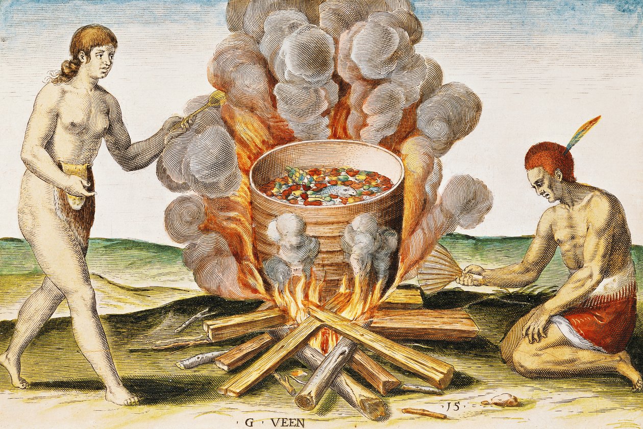 Cooking Food in a Terracotta Pot, from 