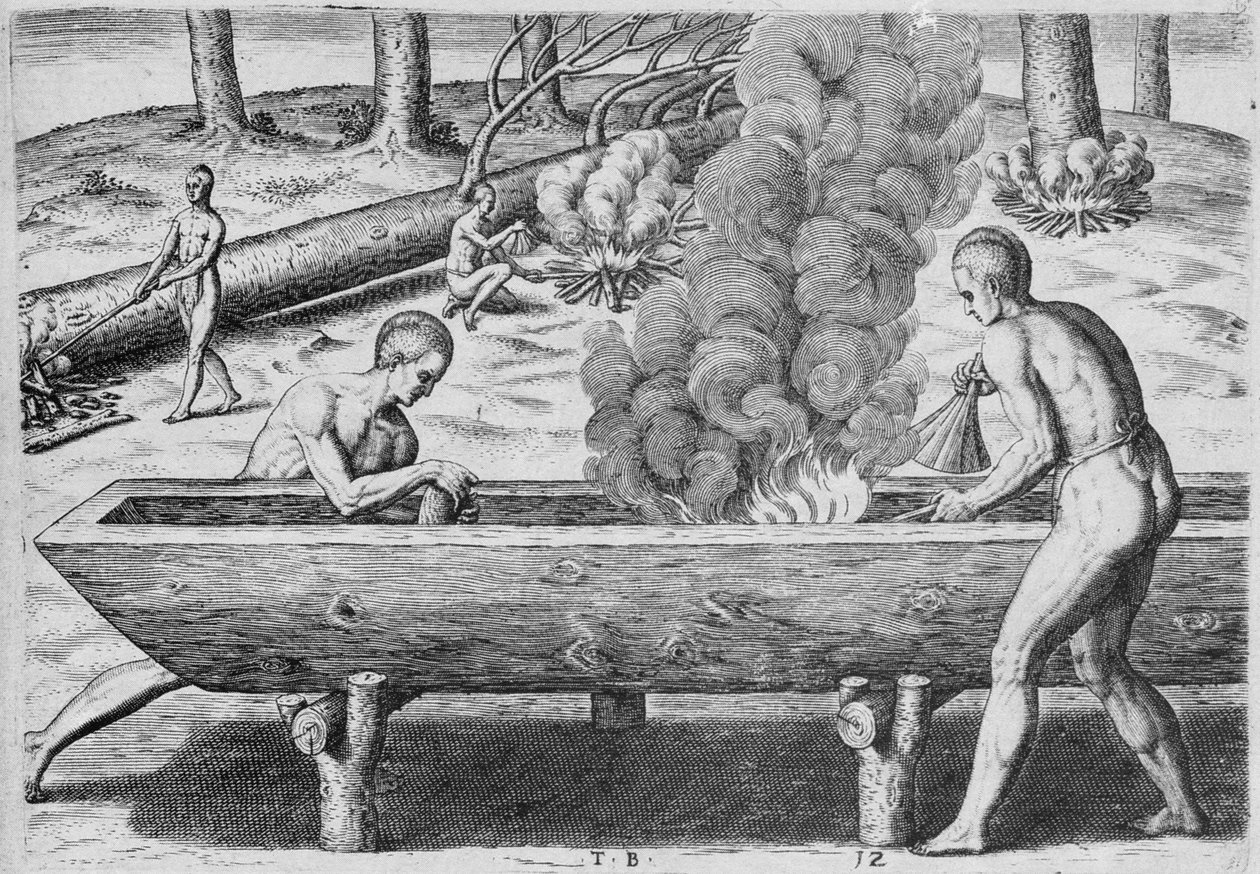 Indians Making Canoes, from 
