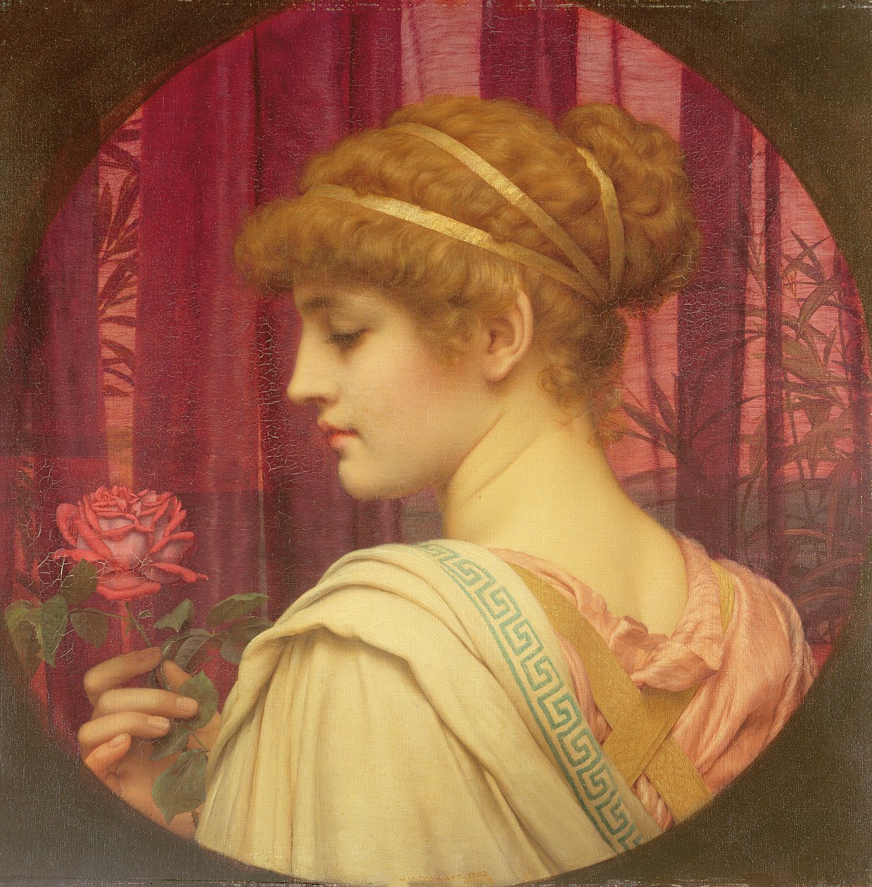 Girl with Red Rose by John William Godward