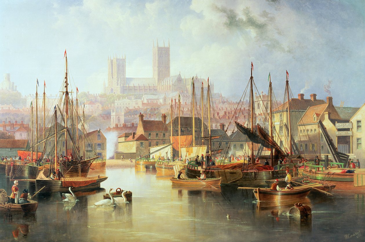 The Brayford Pool and Lincoln Cathedral by John Wilson Carmichael
