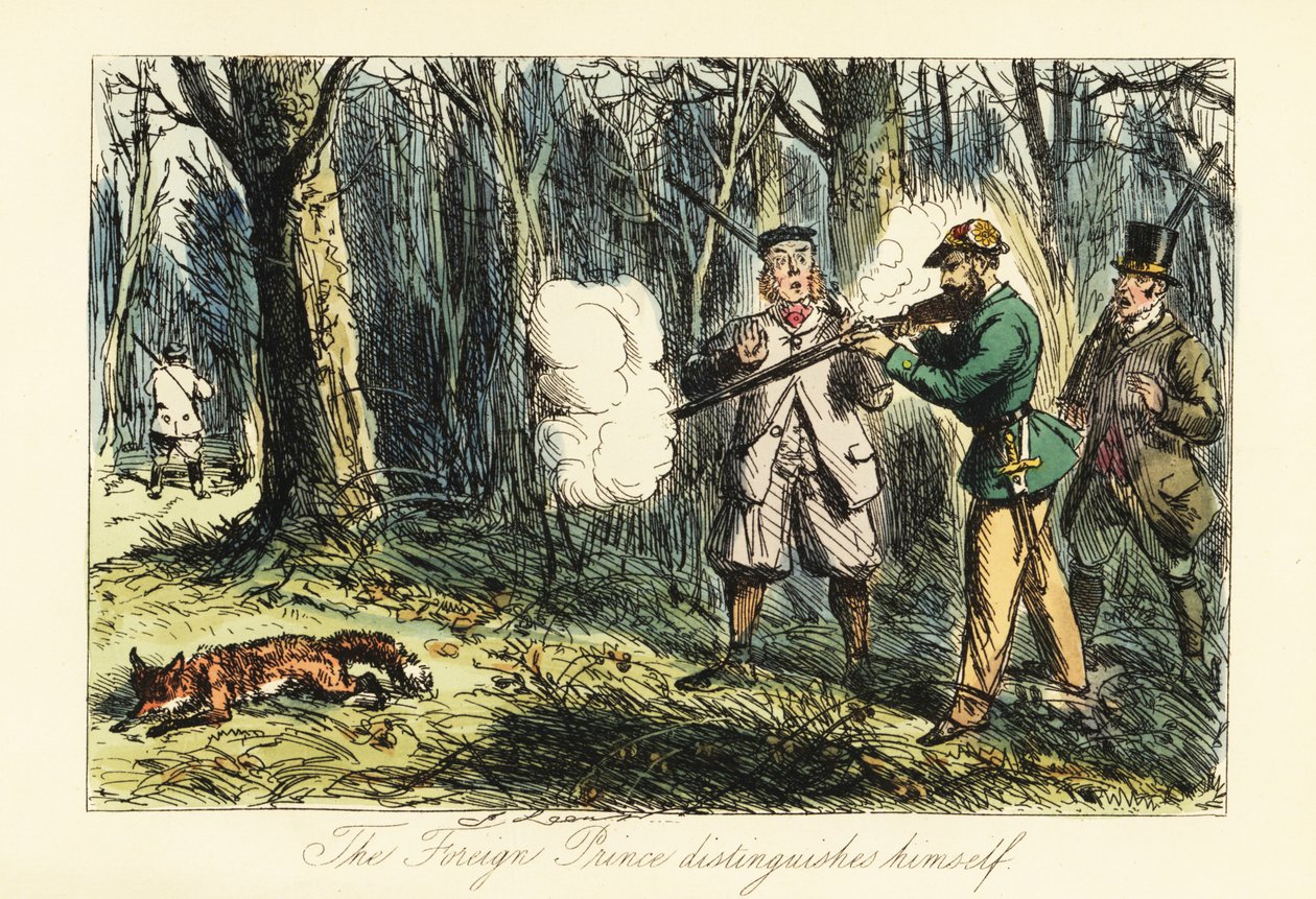 German Aristocrat Killing a Fox in Error at a Shooting Party by John (after) Leech