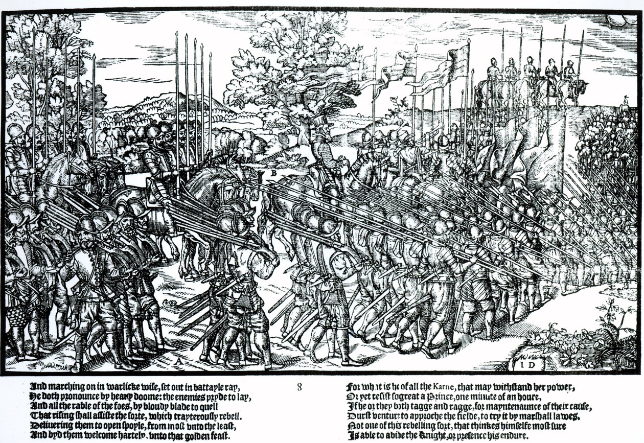 Sidney and the English Army on the March with Standards and Trumpets, Plate 8 from 