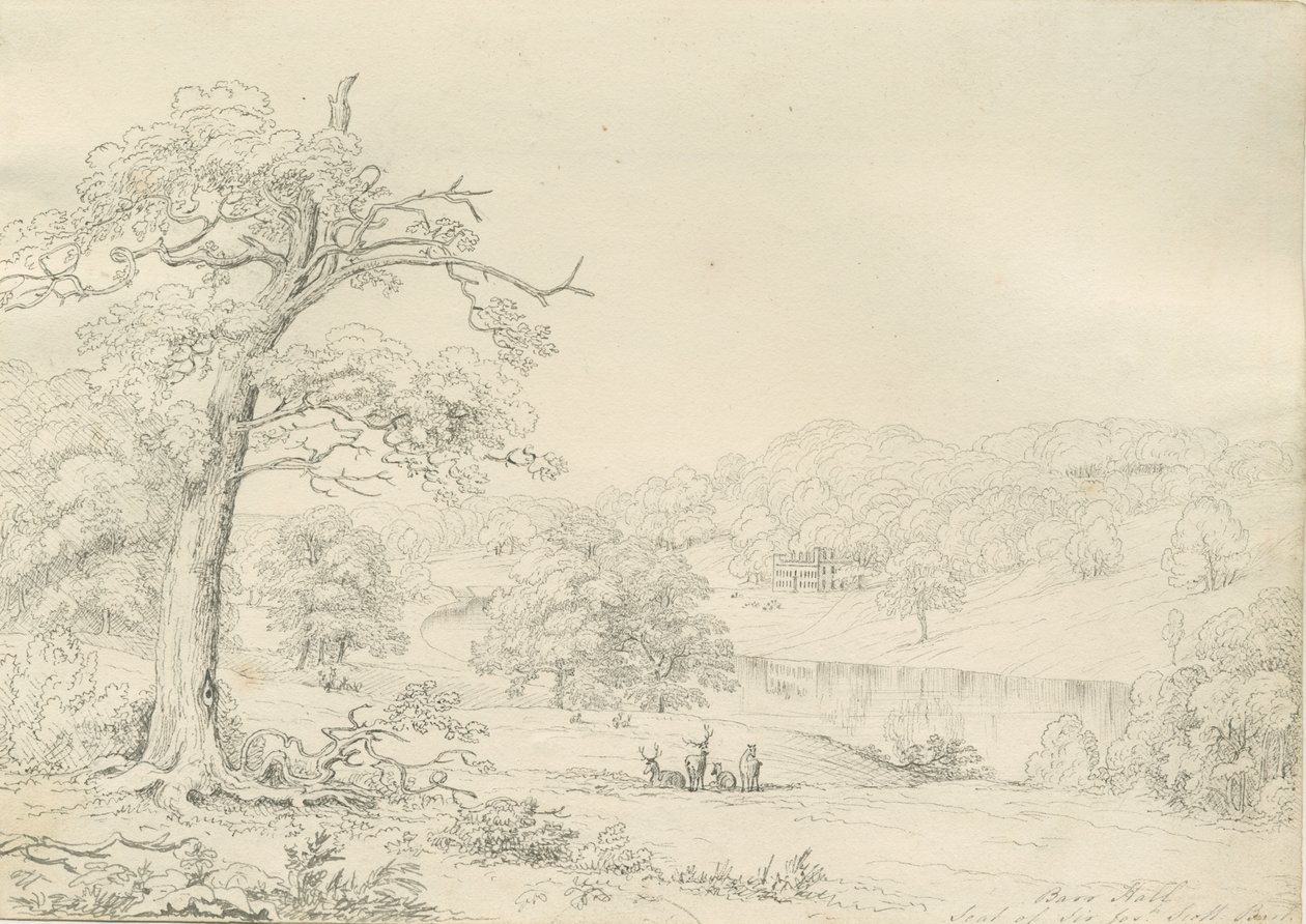 Great Barr Hall (pen drawing), nd [1799-1854] by John Allport