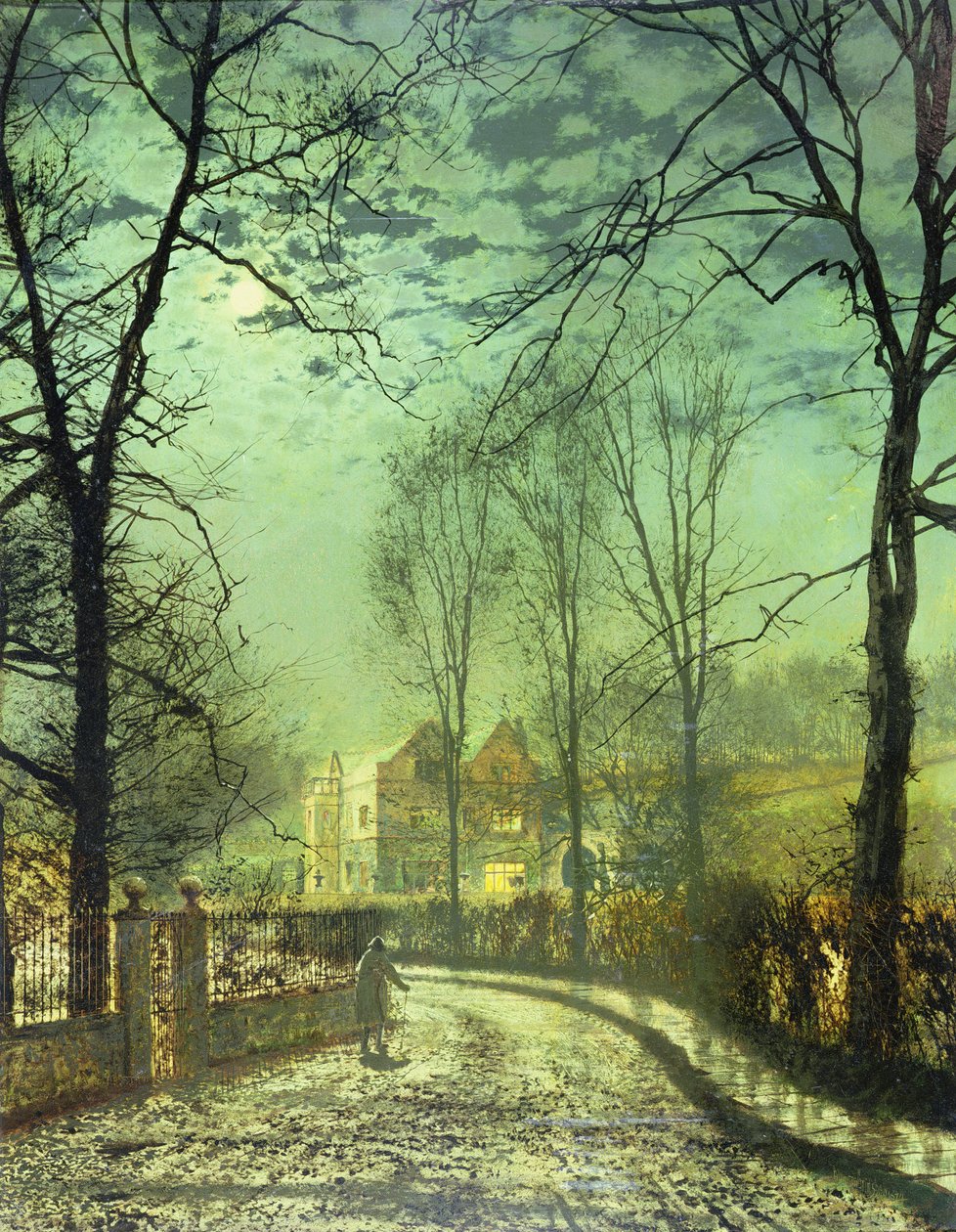 A Moonlit Road by John Atkinson Grimshaw