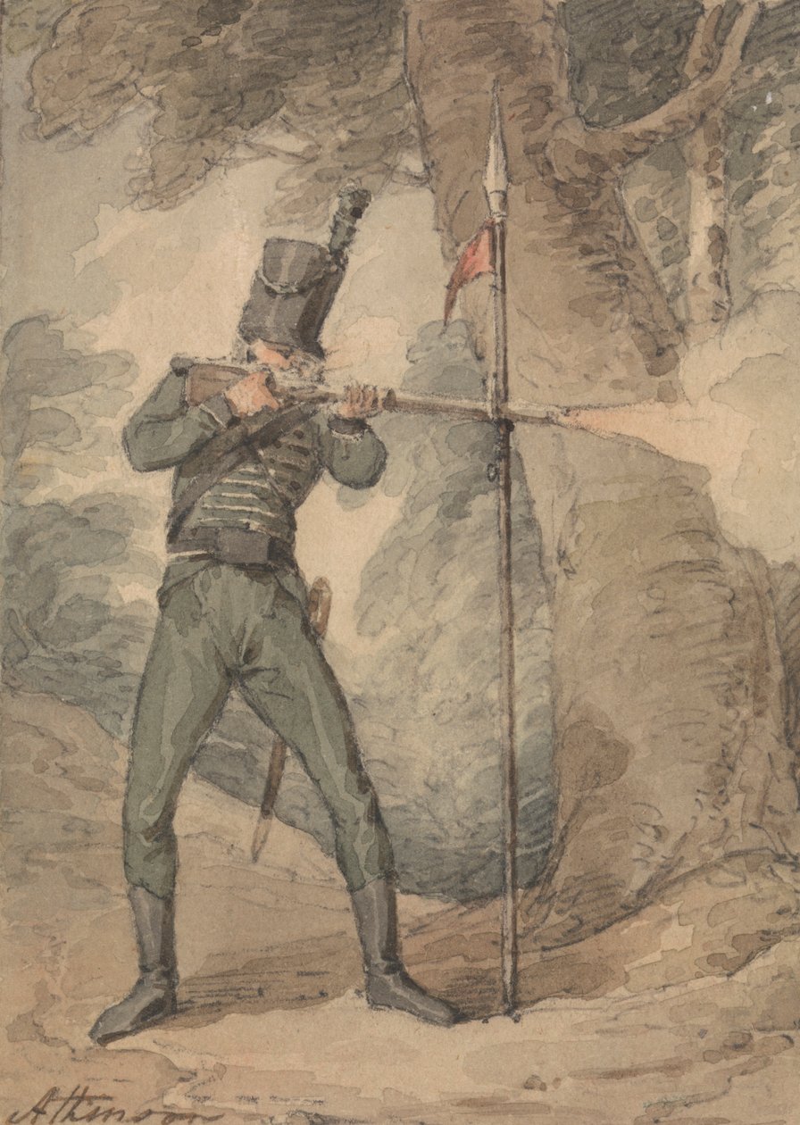 A Rifleman at Musketry Practice by John Augustus Atkinson