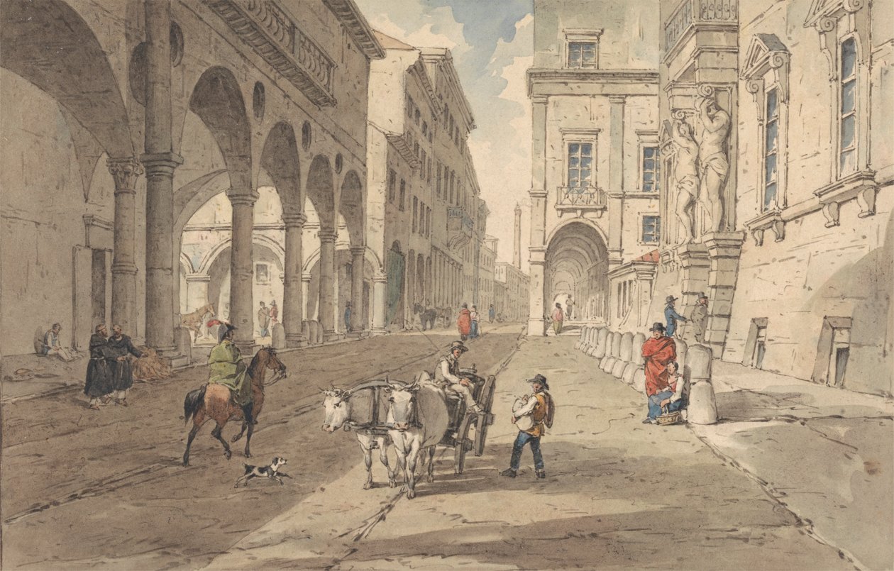 Bologna, View in the Strada Maggiore by John Augustus Atkinson