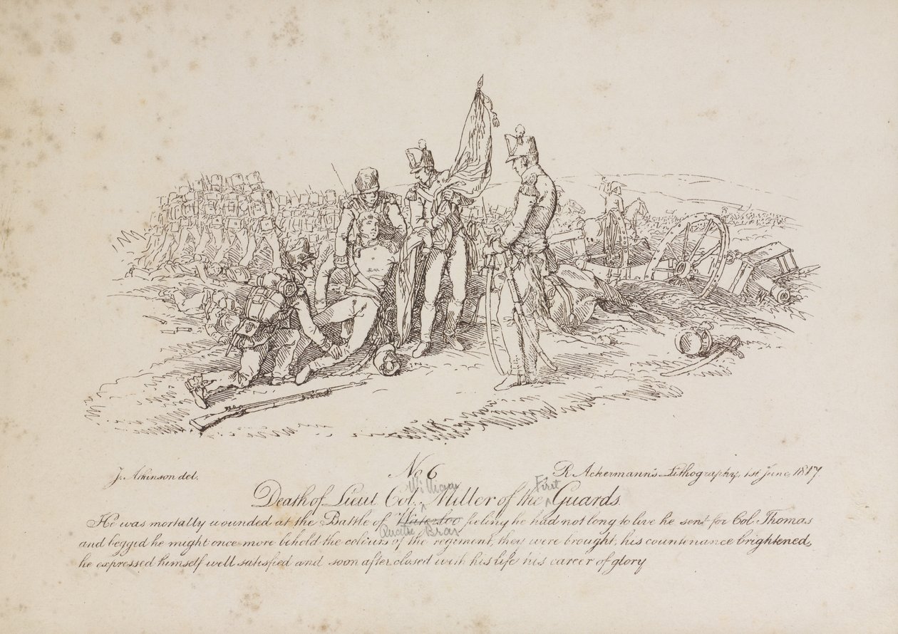 Death of Lieutenant Colonel William Miller of the 1st Guards at the Battle of Quatre Bas by John Augustus Atkinson