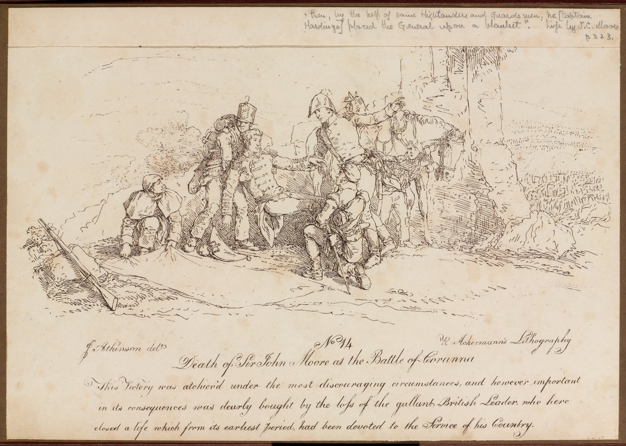 Death of Sir John Moore at the Battle of Corunna, 16 January 1809 by John Augustus Atkinson