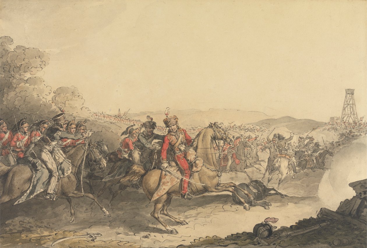 The Marquis of Anglesea Wounded Whilst Leading a Charge of Heavy Cavalry at the Close of the Battle of Waterloo by John Augustus Atkinson