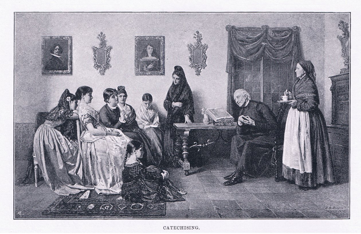 Catechising, from The Magazine of Art 1893, Cassell and Company by John Bagnold Burgess