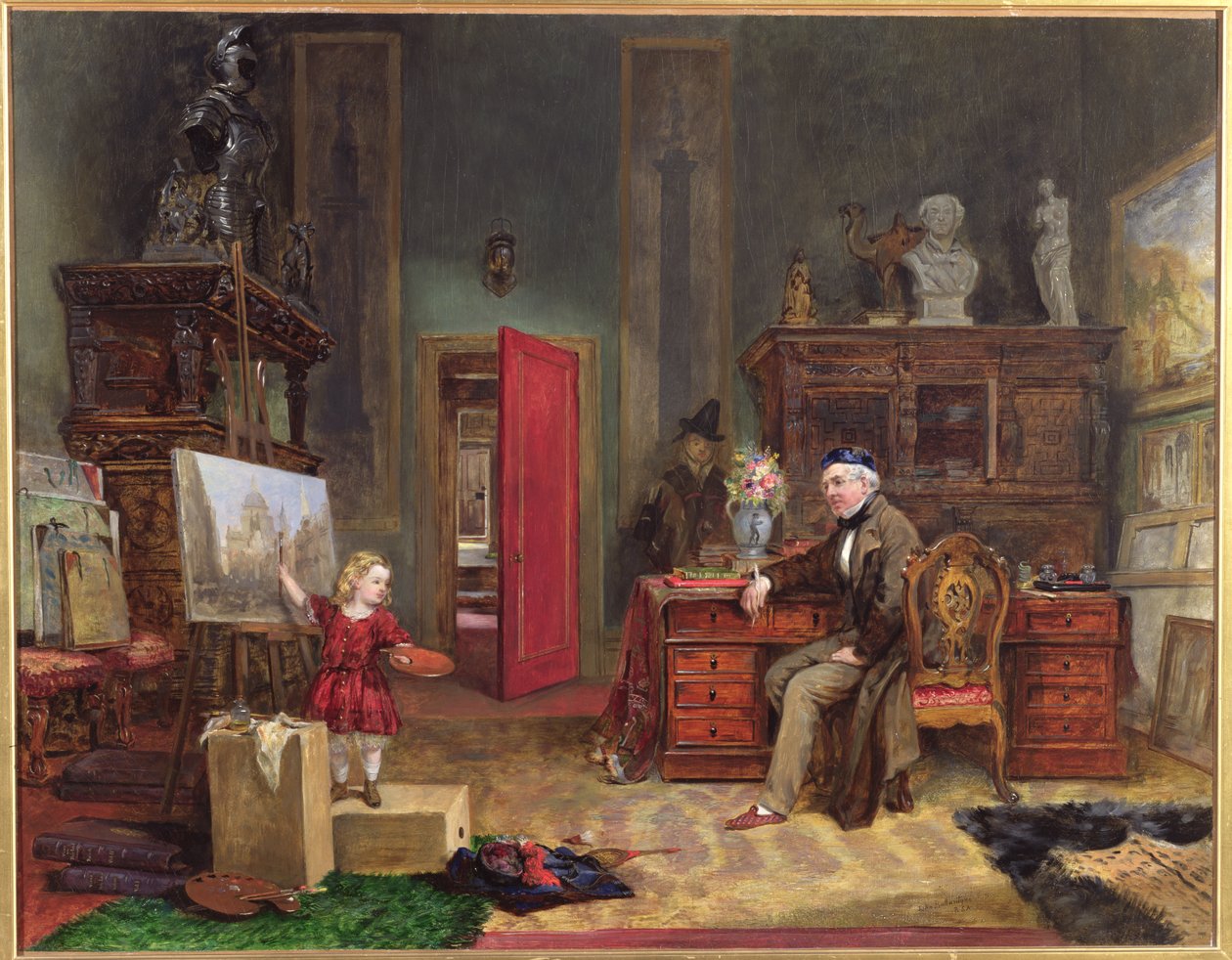 David Roberts and His Granddaughter in His Studio, c.1866 by John Ballantyne