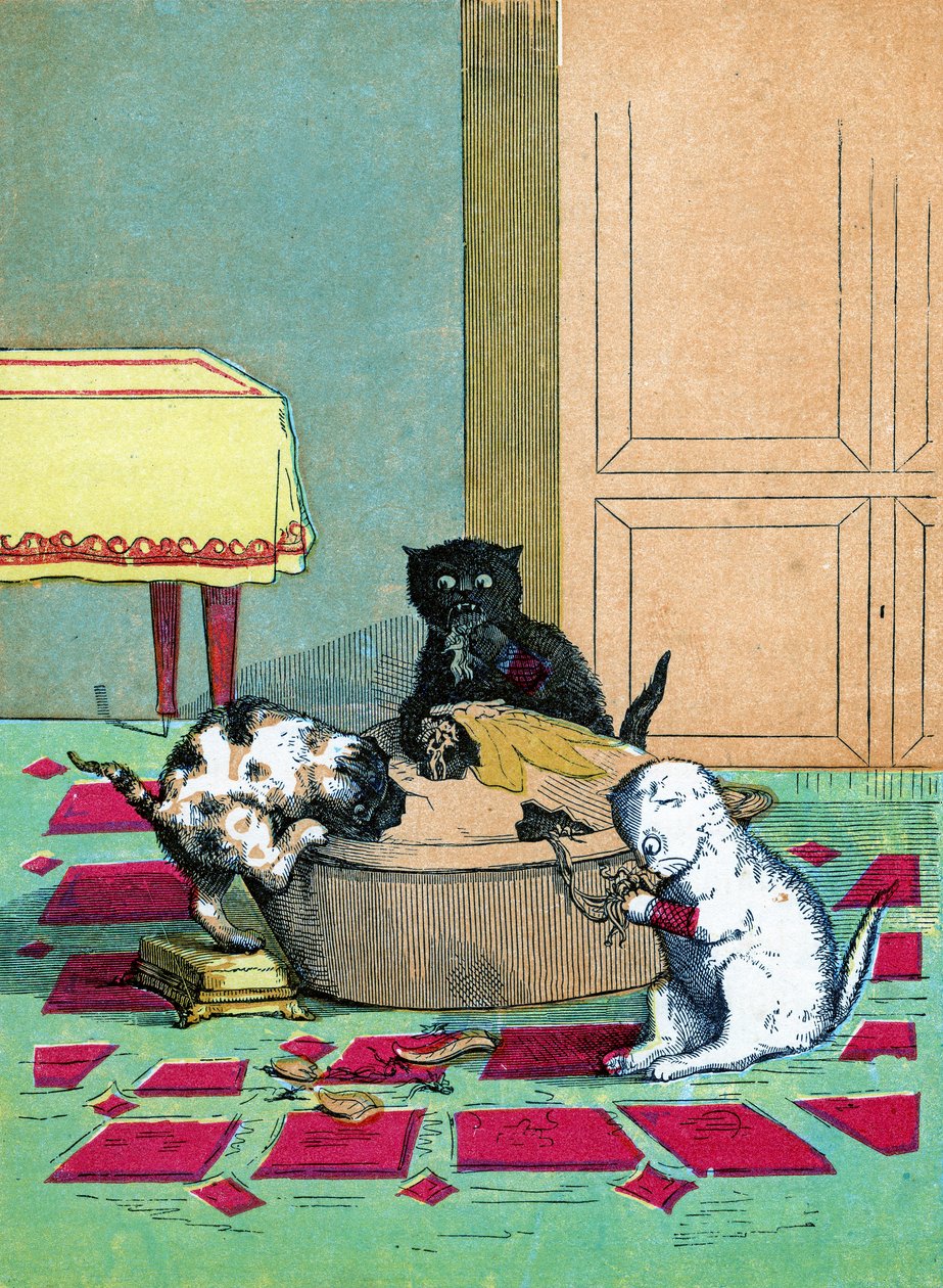 Three Little Kittens Wearing Mittens and Eating a Pie (Illustration from 
