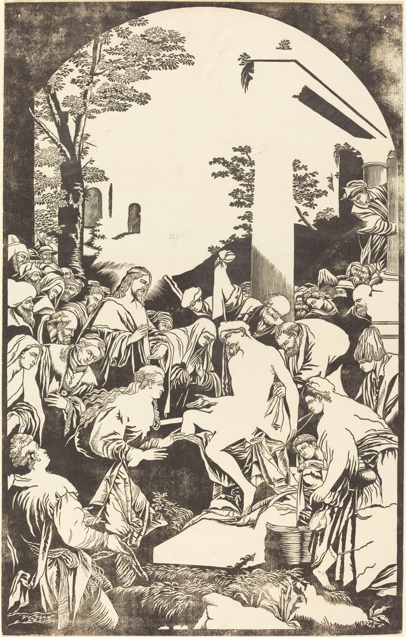 The Raising of Lazarus by John Baptist Jackson after Leandro Bassano