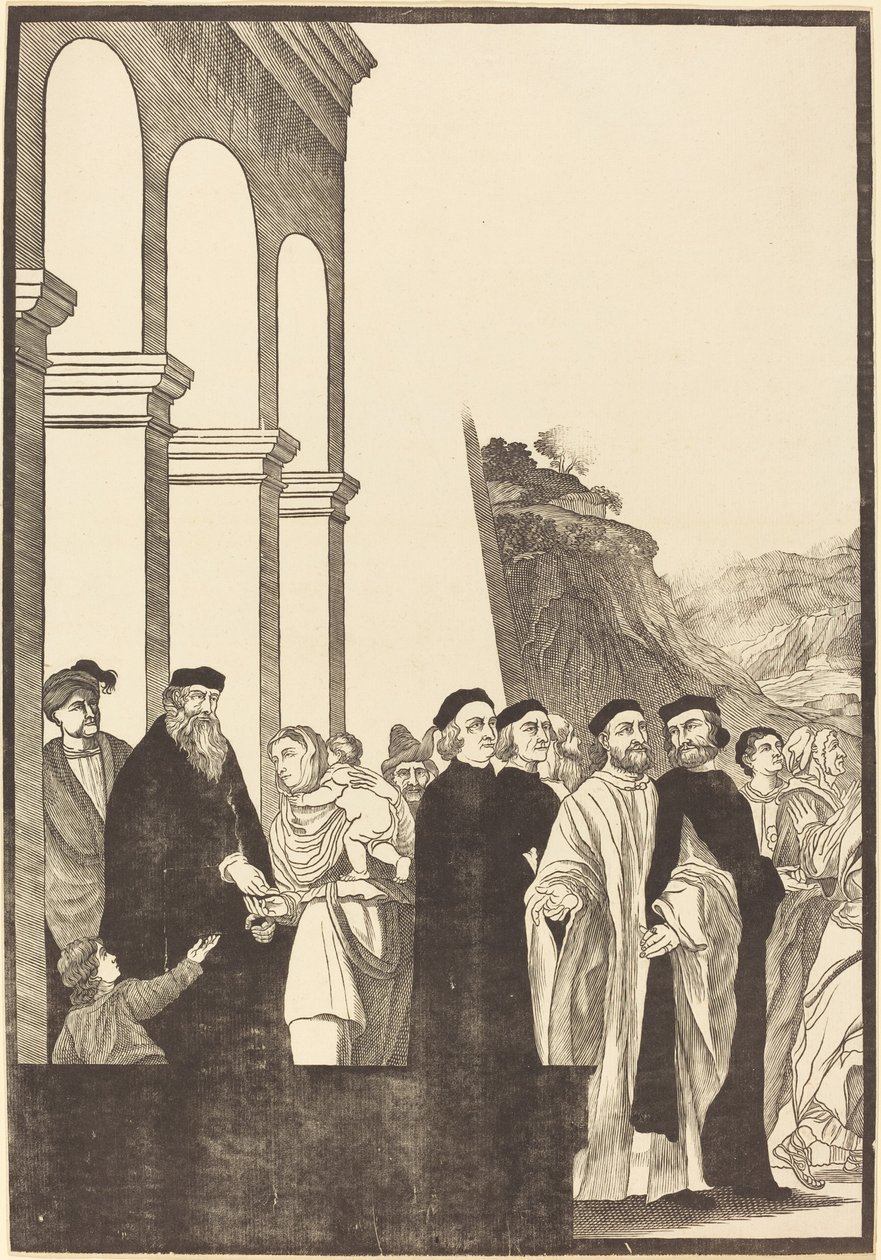 Presentation of the Virgin in the Temple (left plate) by John Baptist Jackson after Titian