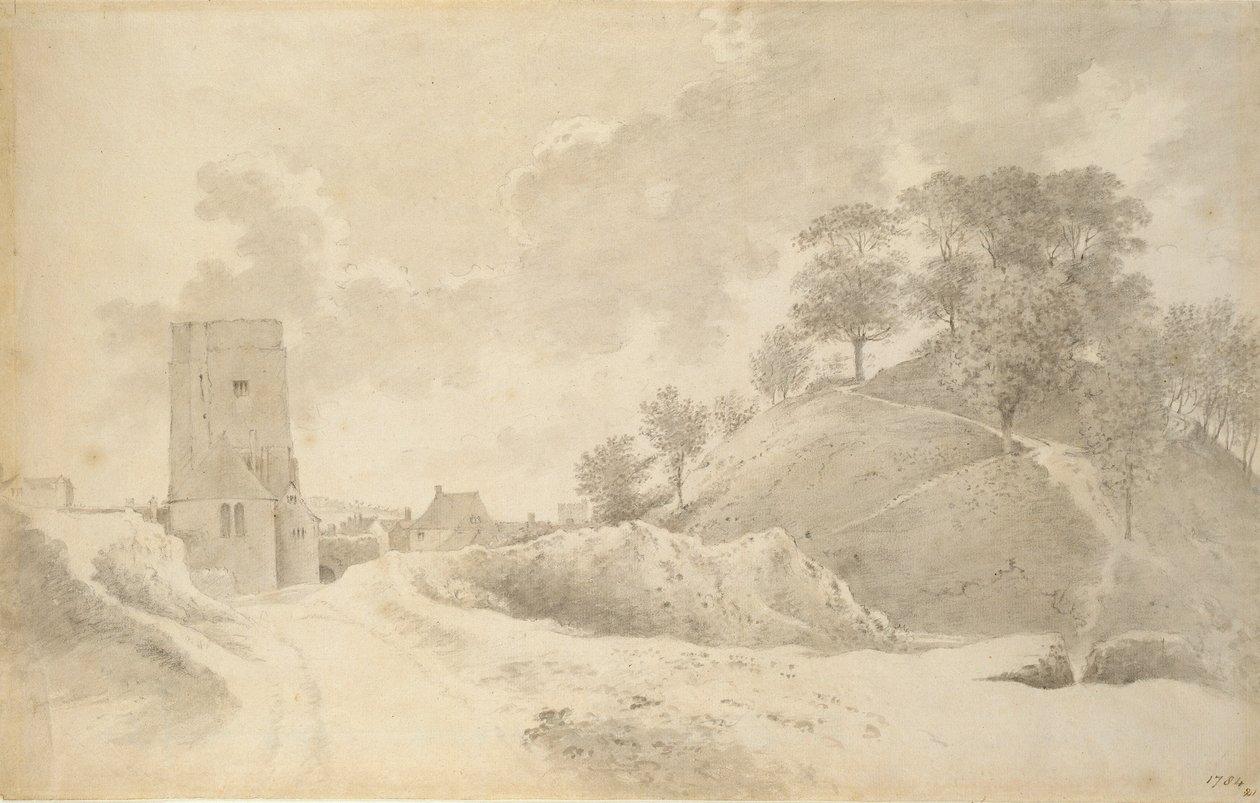 Oxford Castle and the Castle Mound, 27 May 1784 by John Baptist Malchair