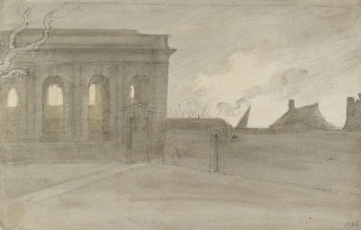 Pembroke College, Oxford, 9 November 1786 by John Baptist Malchair
