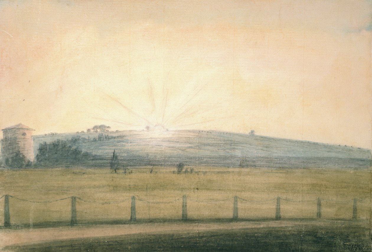 Sun Setting Seen from the Observatory at Oxford, 20 December 1784 by John Baptist Malchair