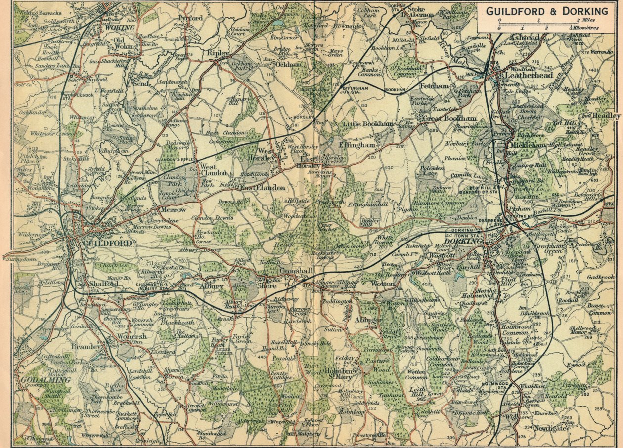 Guildford & Dorking by John Bartholomew