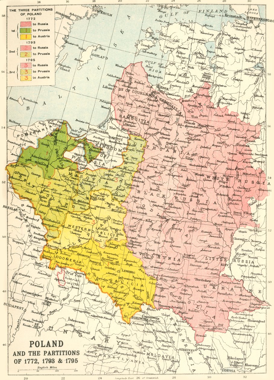 Poland and the Partitions of 1772, 1793 & 1795 by John Bartholomew and Son